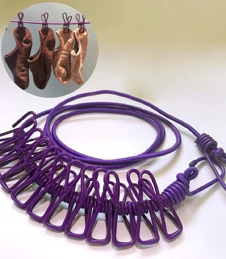 Portable Multi Use Drying Rope with 12 Clips