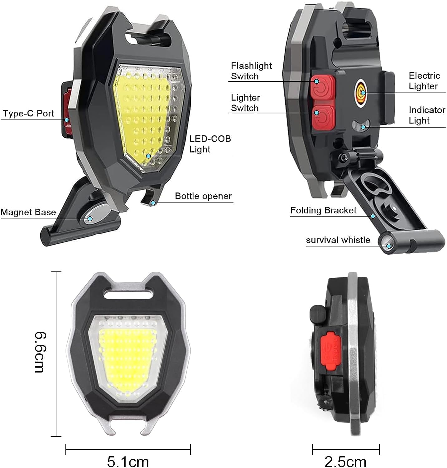 Emergency Rechargeable COB light with Lighter