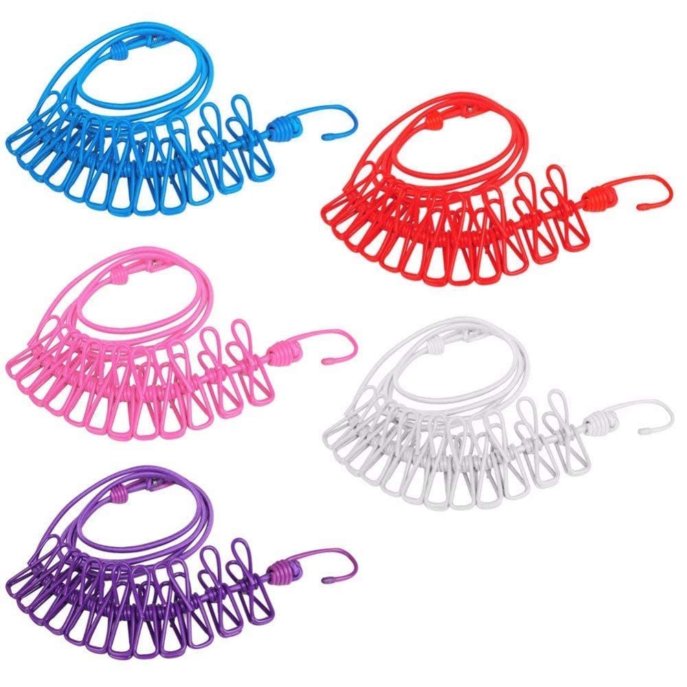 Portable Multi Use Drying Rope with 12 Clips